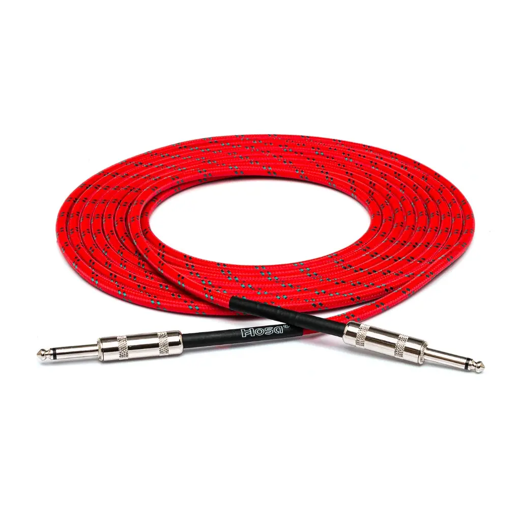 Hosa Technology Straight To Same Cloth Guitar Cable 18Ft Red/Green 1