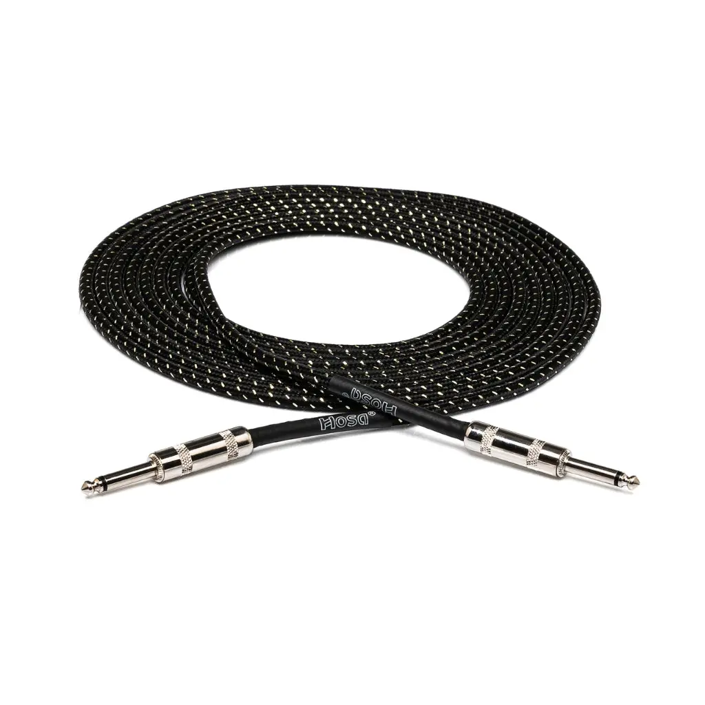 Hosa Technology Straight To Same Cloth Guitar Cable 18Ft Black/Gold 1