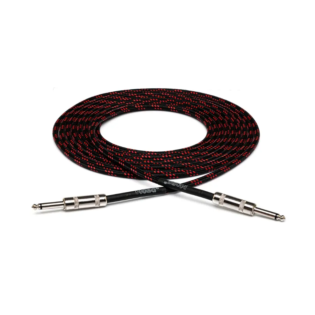 Hosa Technology Straight To Same Cloth Guitar Cable 18Ft Black/Red 1
