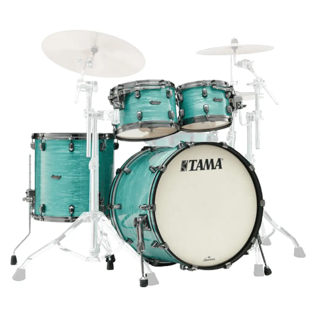Tama Starclassic Maple 4-Piece Shell Pack With 22" Bass Drum And Black Nickel Shell Hardware - Surf Green Silk 1