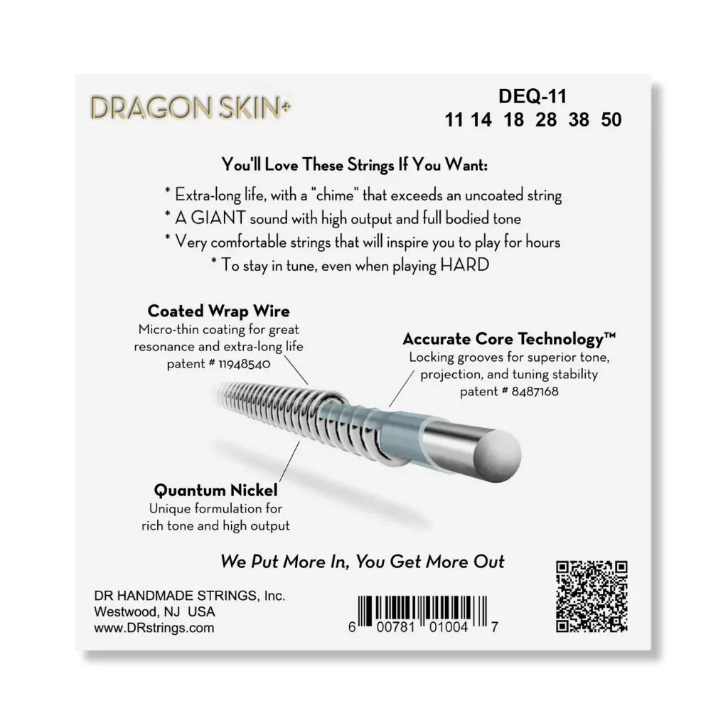 Dr Strings Dragon Skin+ Quantum Nickel Electric Guitar Strings - Heavy 11-50 2