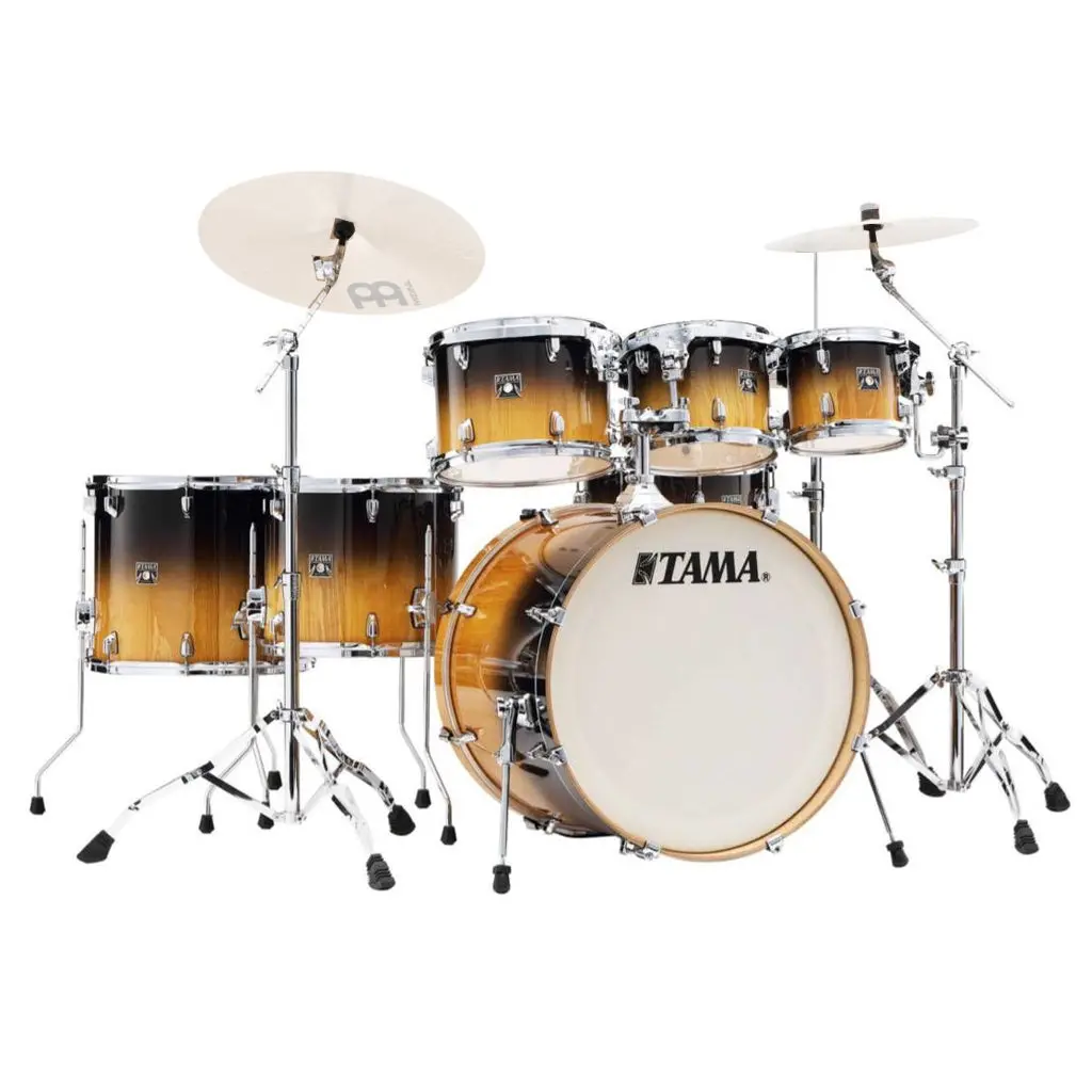 Tama Cl72s Superstar Classic 7-Piece Shell Pack With 22" Bass Drum And Sm5w Hardware - Gloss Lacebark Pine Fade 1