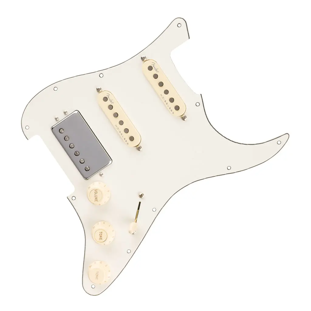 Fender Pre-Wired Strat Pickguard With Quadra Tap/Ultra Noiseless Hss Pickups - 11 Hole Parchment 1