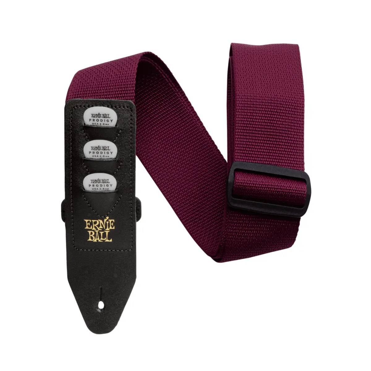 Ernie Ball Pickholder Polypro Guitar Strap - Burgundy 1