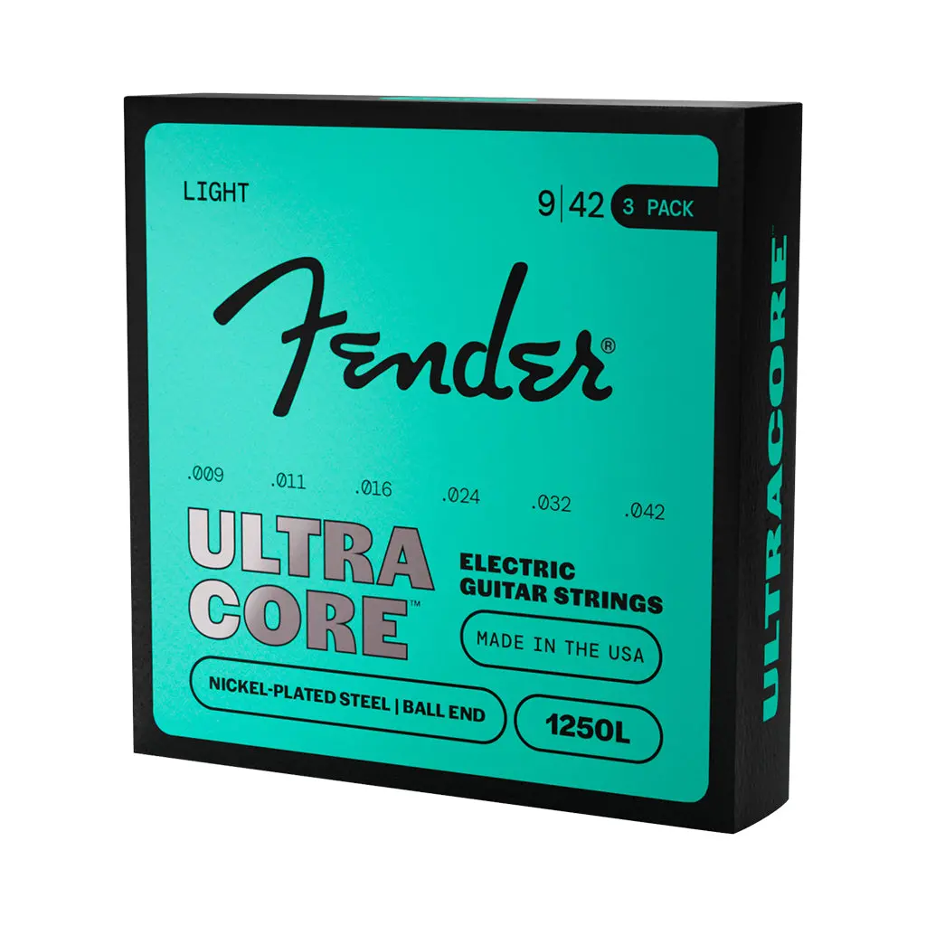 Fender Ultracore 1250L 9-42 Guitar Strings - 3-Pack Nickel Plated Steel Ball End 1