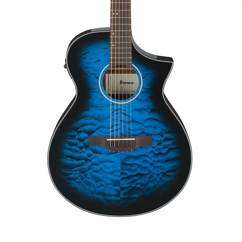 Ibanez Aewc16qa Acoustic Guitar W/Pickup - Transparent Blue Sunburst High Gloss 1