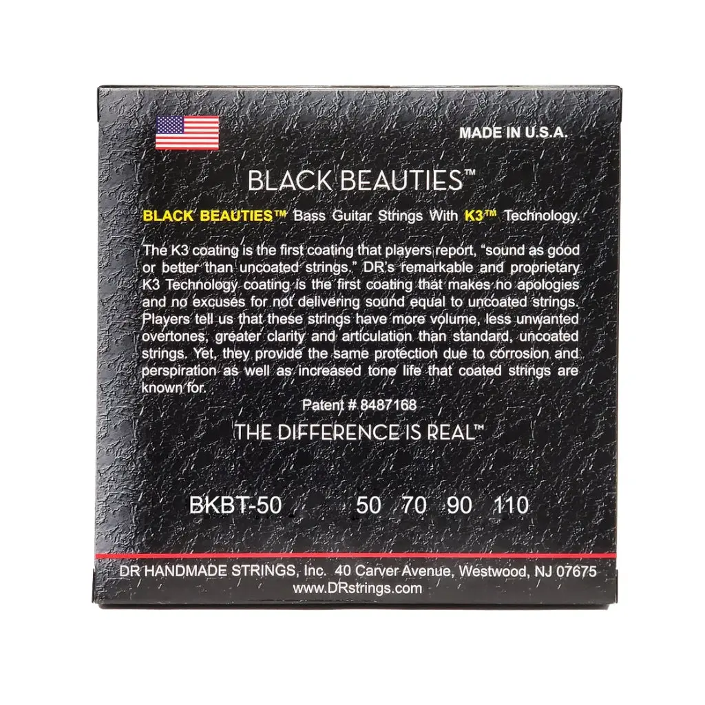 Dr Strings Black Beauties Coated Steel Bass Guitar Strings - Heavy 50-110 Tapered 2