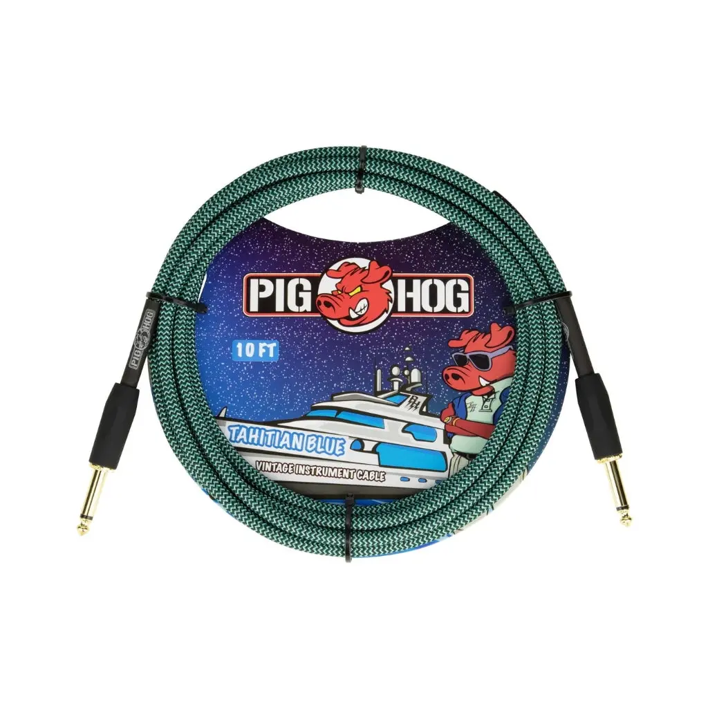Pig Hog Vintage Instrument Cable - Tahitian Blue, 10Ft 1