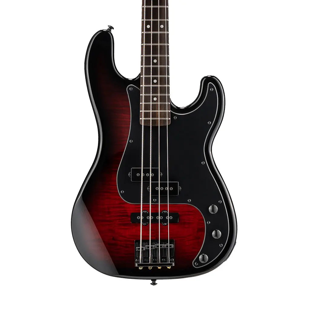 Esp Ltd Surveyor 204 Bass Guitar - Red Burst 1