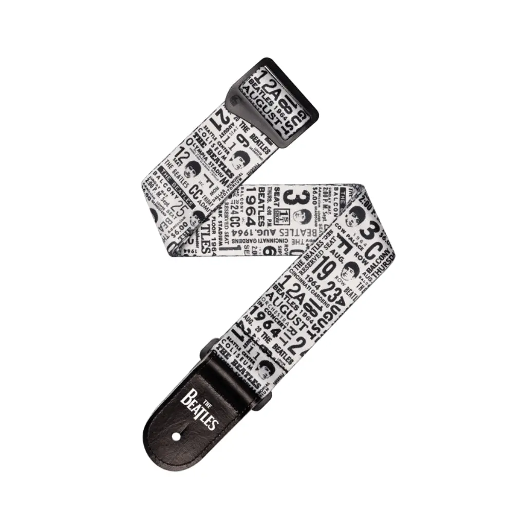 D'addario Beatles 1964 Us Tour Ticket Stubs Guitar Strap, Black And White 1