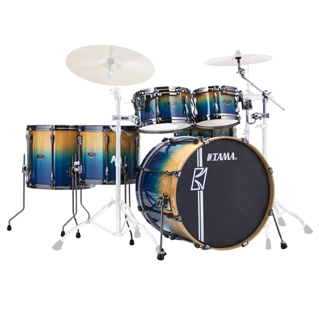 Tama Superstar Hyper-Drive Maple 6-Piece Shell Pack With 22" Bass Drum - Sapphire Fade Lacebark Pine 1