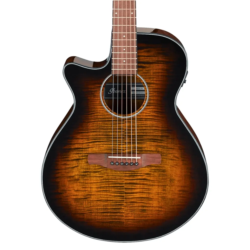 Ibanez Aeg70l Left-Handed Acoustic-Electric Guitar - Tiger Burst High Gloss 1
