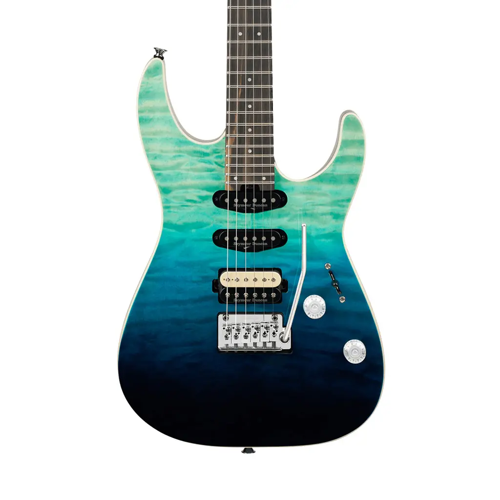 Charvel Pro-Mod Plus Dinky Dk24 Hss 2Pt Eb Qm Electric Guitar - Blue Curaçao 1
