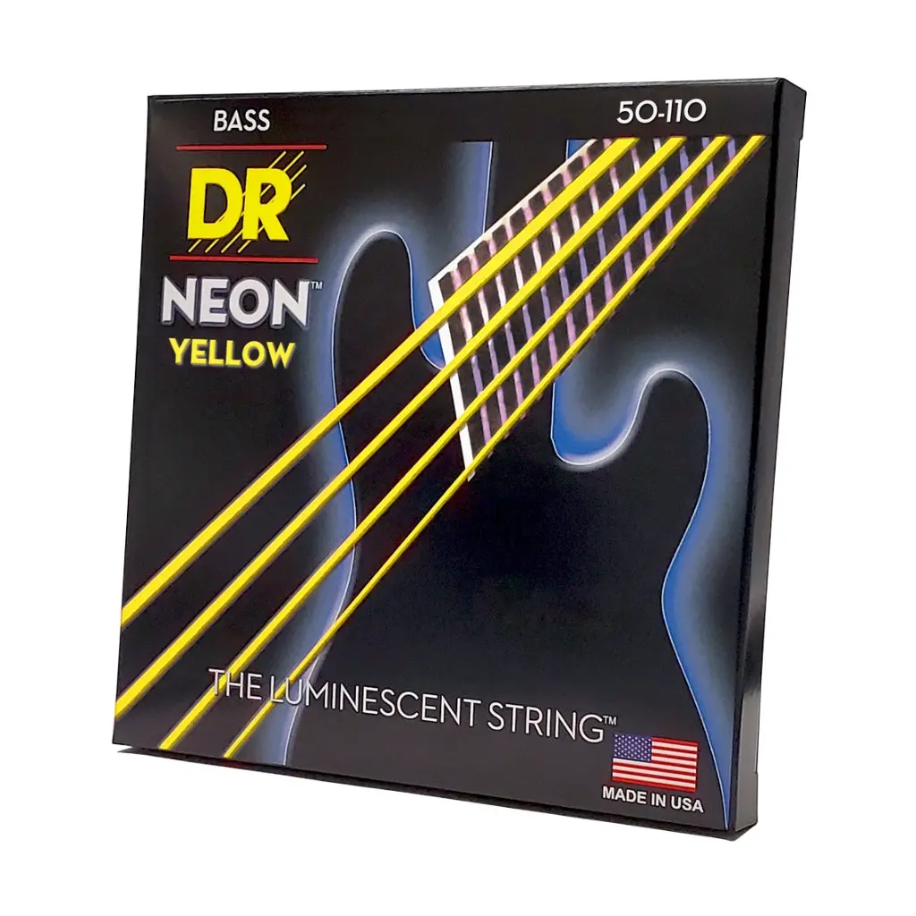Dr Strings Hi-Def Neon Yellow K3 Coated Bass Guitar Strings - Heavy 50-110 1
