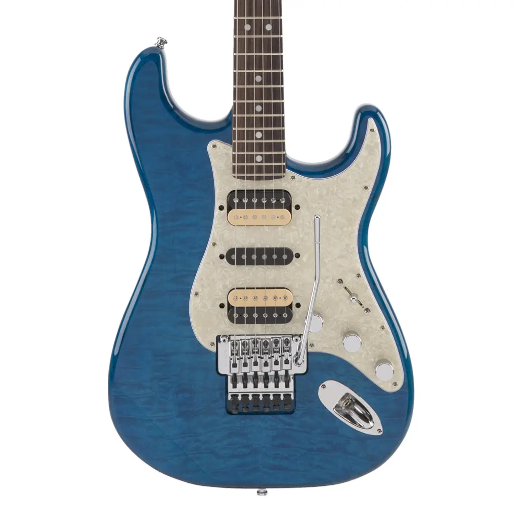 Fender Michiya Haruhata Stratocaster®, Rosewood Fingerboard, Caribbean Blue Transparent 1