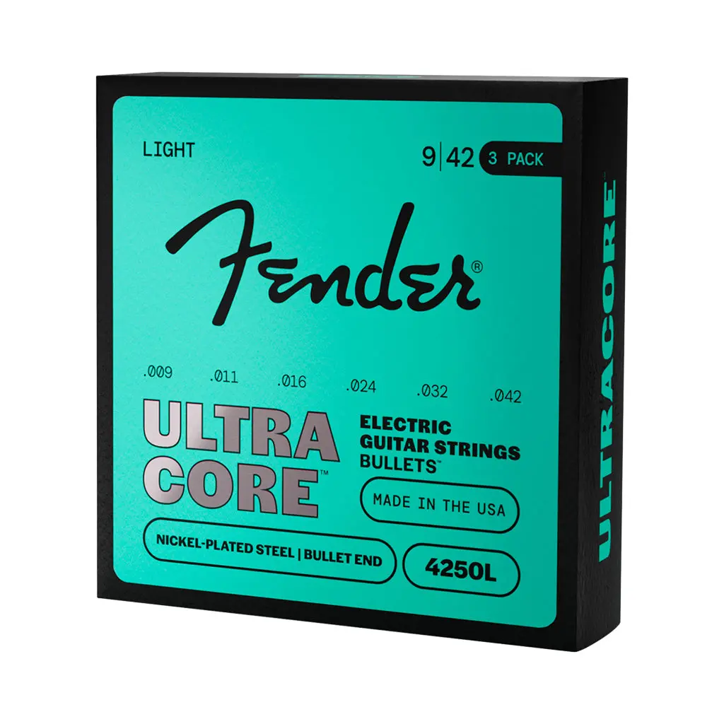 Fender Ultracore 4250L 9-42 Guitar Strings - 3-Pack Nickel Plated Steel Bullet End 1