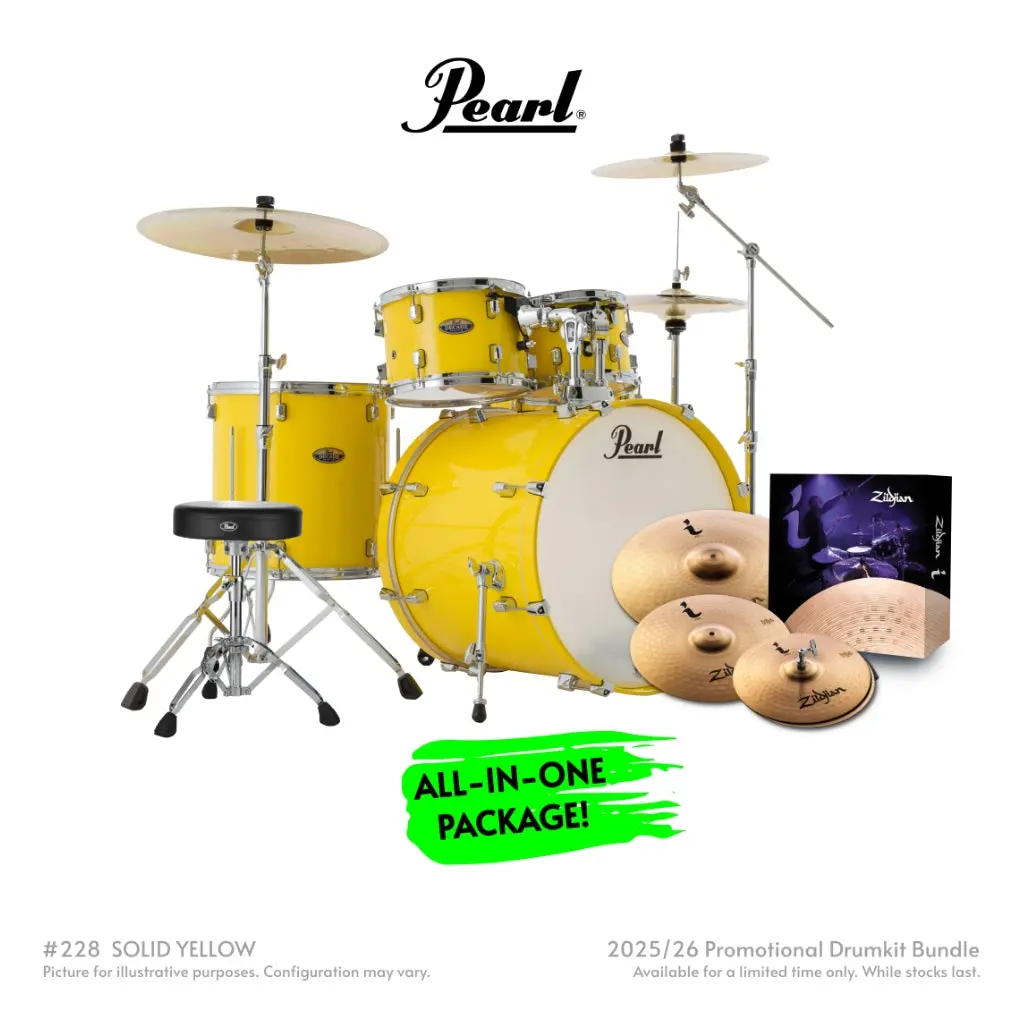 Pearl Decade Maple 5Pc 22" Fusion Increda-Bundle Drum Kit - Solid Yellow 1