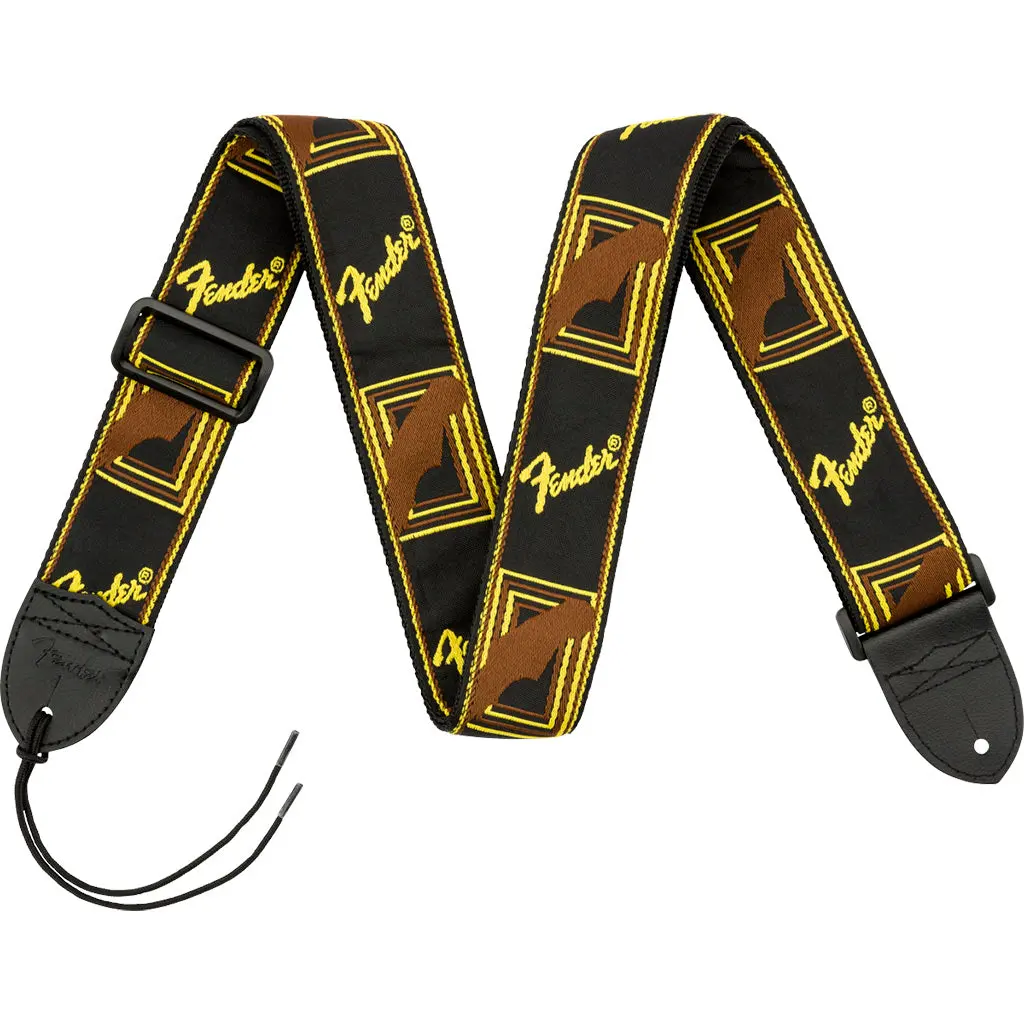 Fender 2" Monogrammed Strap - Black/Yellow/Brown 1