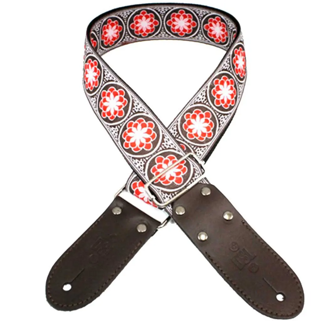 Dsl Jac20-Flower-Red Strap 2" Jacquard Weave - Flower Red 1