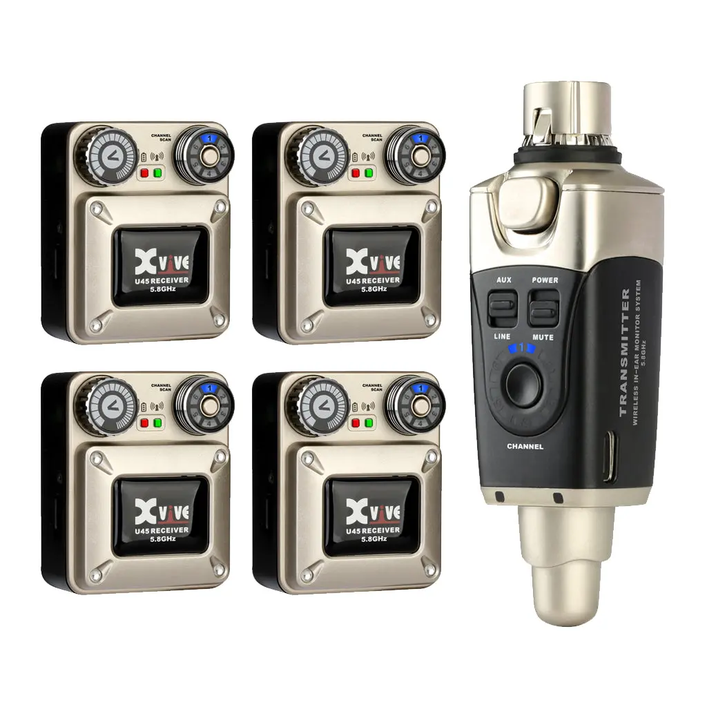 Xvive U45r4 In Ear Monitor System - 5.8Ghz, 4 Receivers 1
