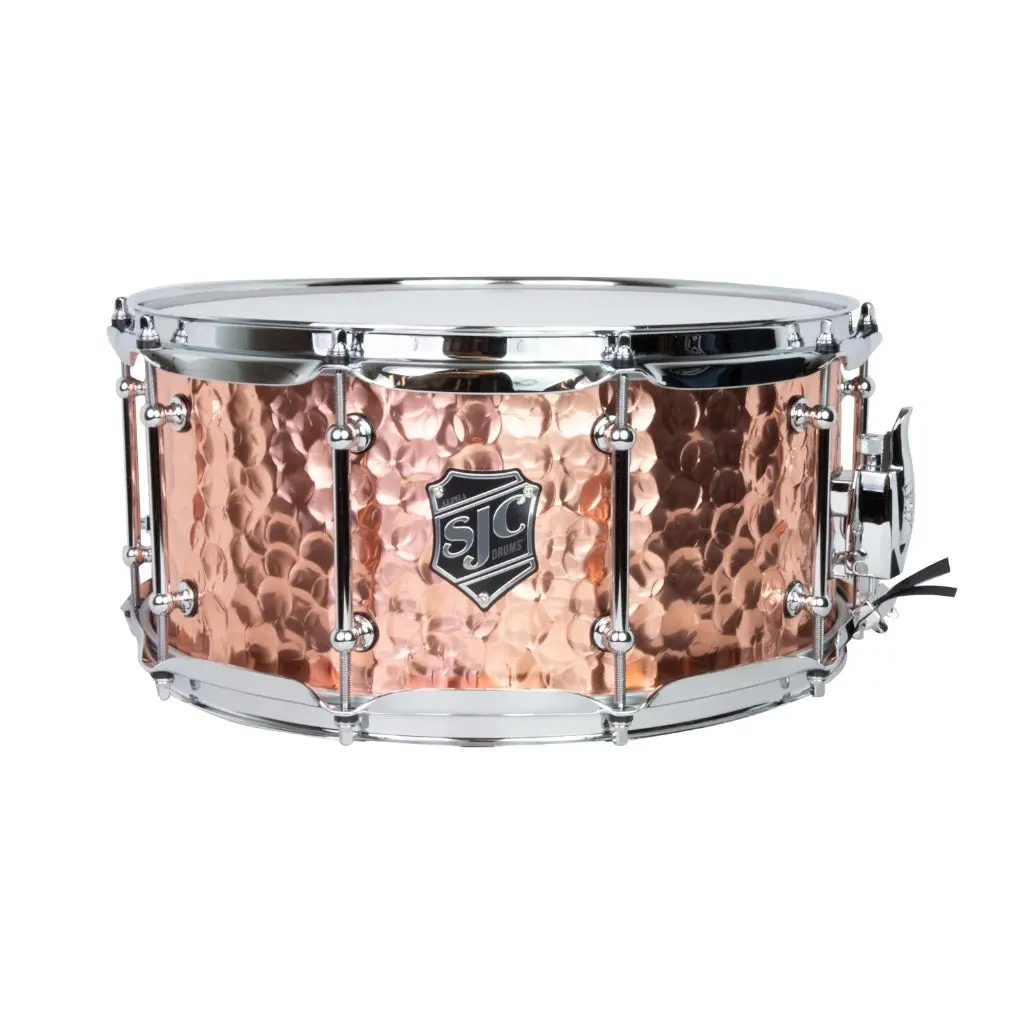 Sjc Custom Drums Alpha Hammered Copper Snare Drum - 6.5 X 14-Inch - Polished 1