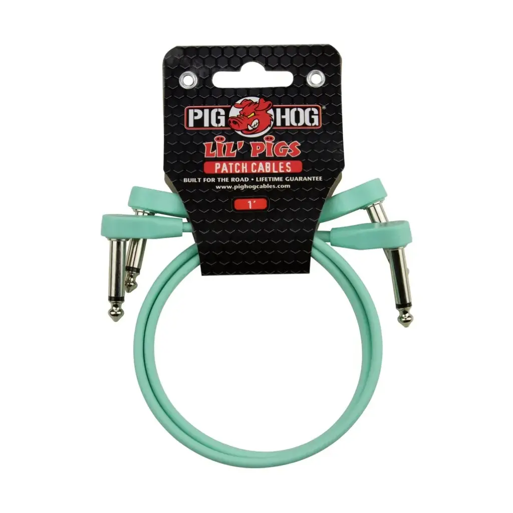 Pig Hog Lil Pigs Low Profile Patch Cable - Seafoam Green, 1-Foot 2-Pack 1