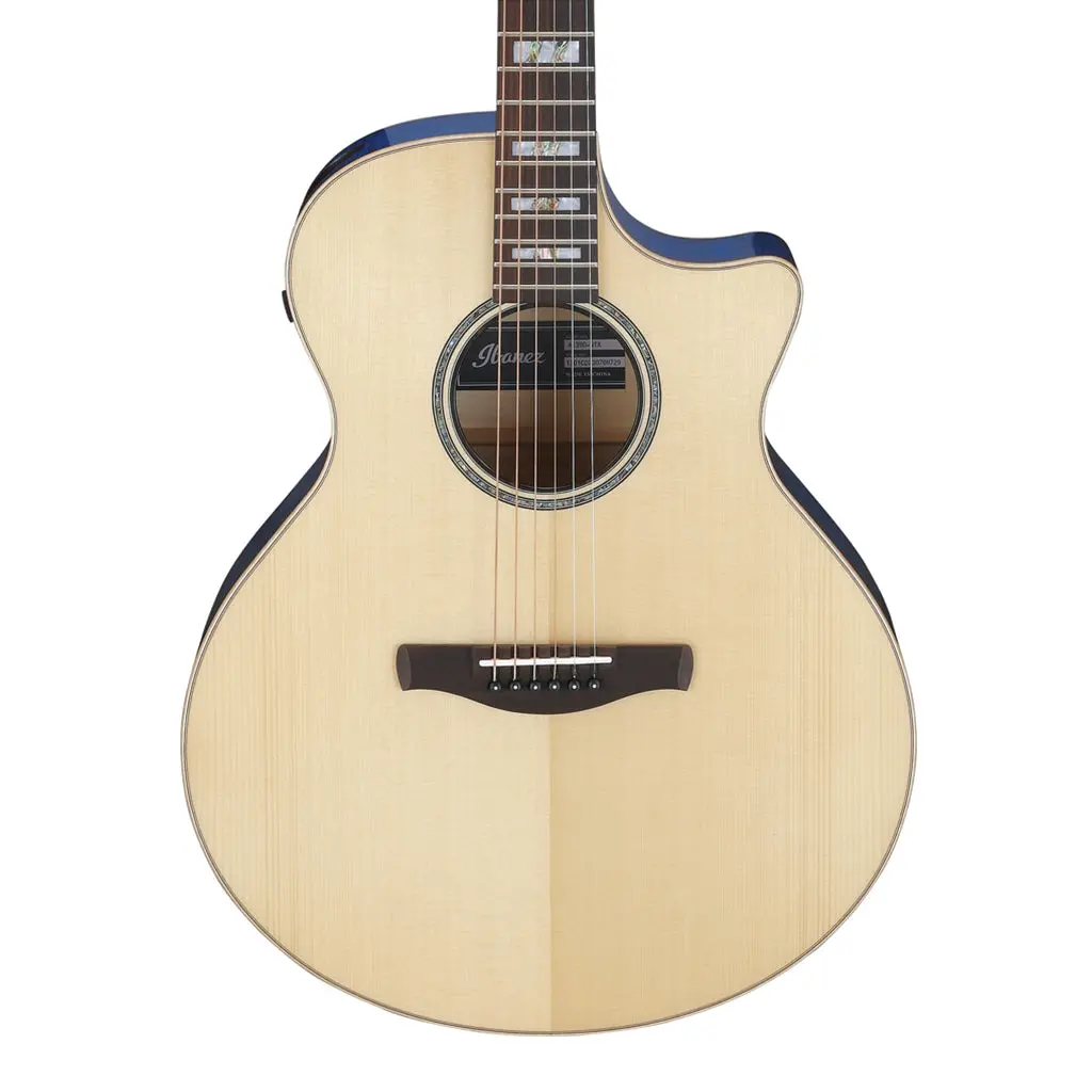 Ibanez Ae390nta Electro Acoustic Guitar Natural High Gloss Top, Aqua Blue High Gloss Back And Sides 1