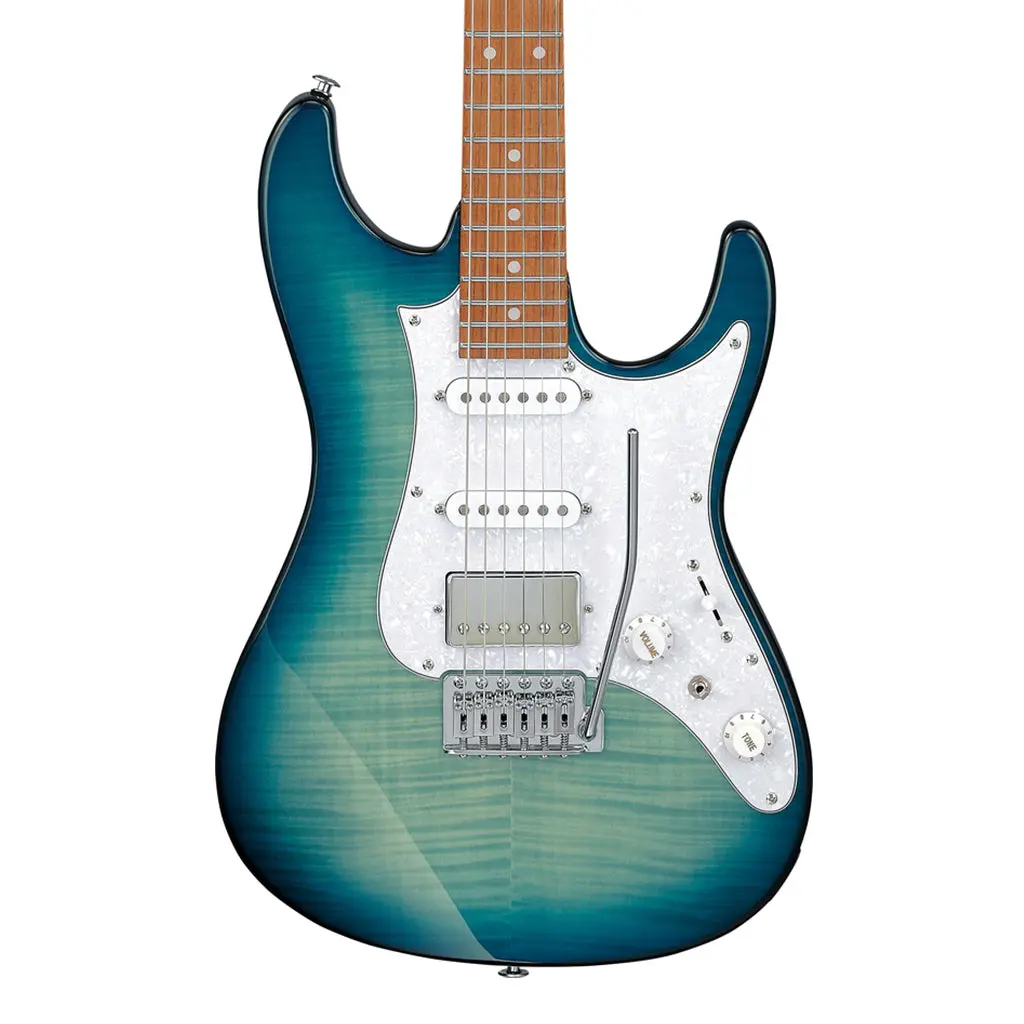 Ibanez Az22s1f Flamed Maple Top With Jatoba Fretboard - Transparent Turquoise Burst 1
