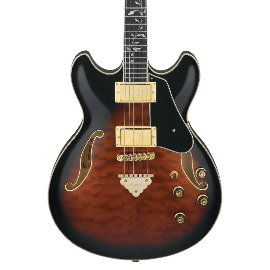 Ibanez As93qmsp Quilted Maple Top Electric Guitar - Dark Brown Sunburst 1