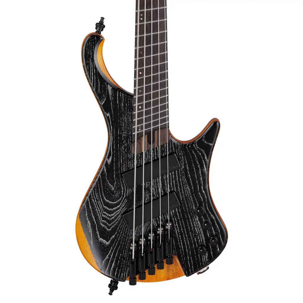Ibanez Ehb1135ms Silver Wave Black Low Gloss 5 String Electric Bass With Gig Bag 1