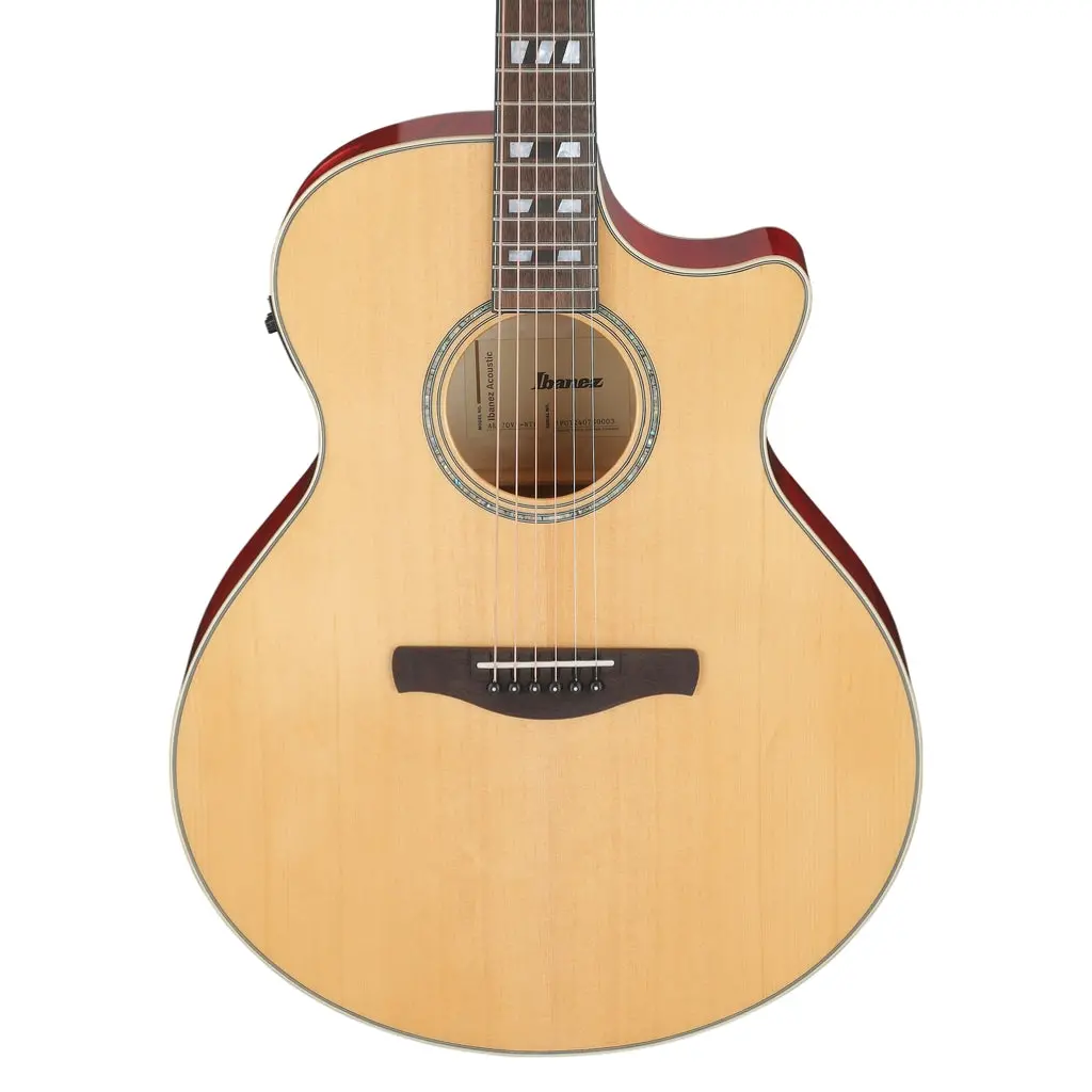 Ibanez Ae170n Natural High Gloss Top Transparent Red High Gloss Back And Sides Acoustic Guitar 1