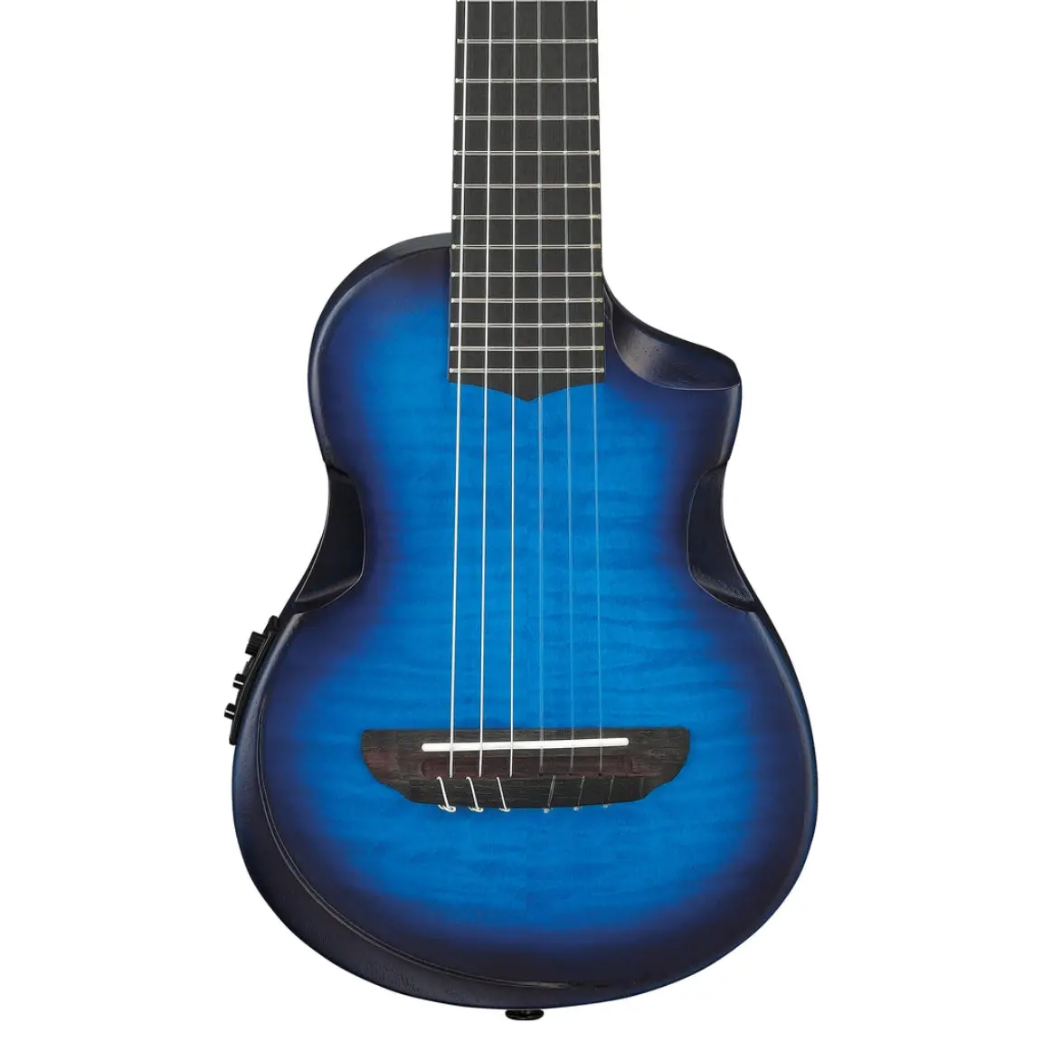Ibanez Aup10fmne Ukulele With Bag - Open Pore Transparent Blue Sunburst 1