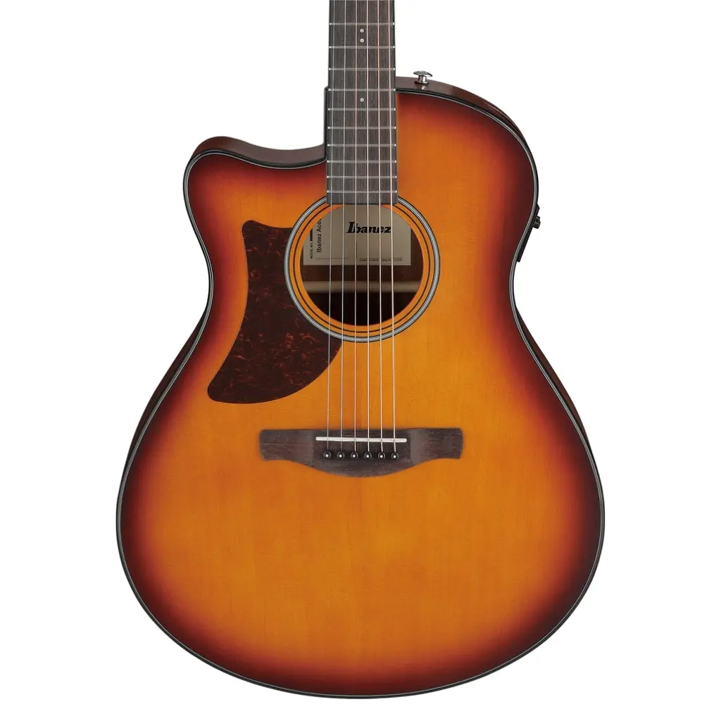Ibanez Aam50lce Left Handed Acoustic Guitar - Open Pore Light Brown Sunburst Top 1