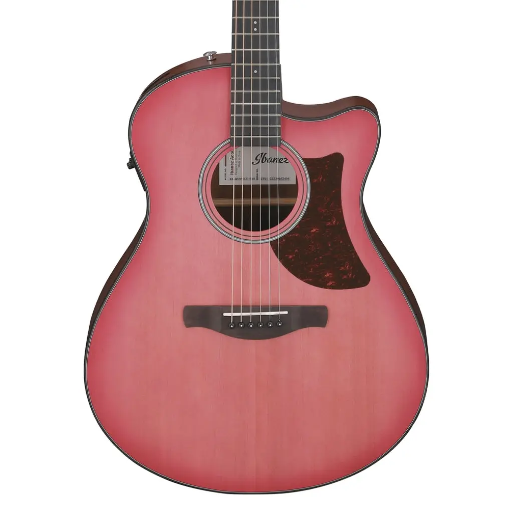 Ibanez Aam50ce Natural Open Pore Back And Sides Acoustic Guitar - Coral Red Burst Open Pore Top 1