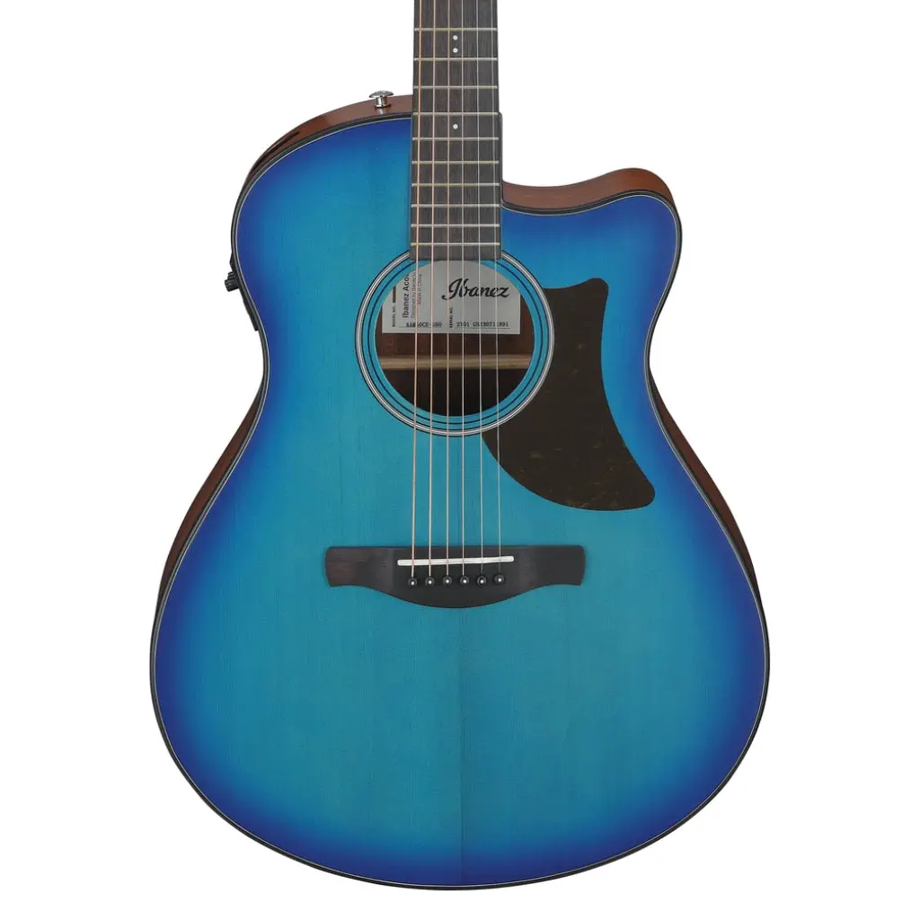 Ibanez Aam50ce Open Pore Top, Natural Open Pore Back And Sides Acoustic Guitar - Sapphire Blue Burst 1