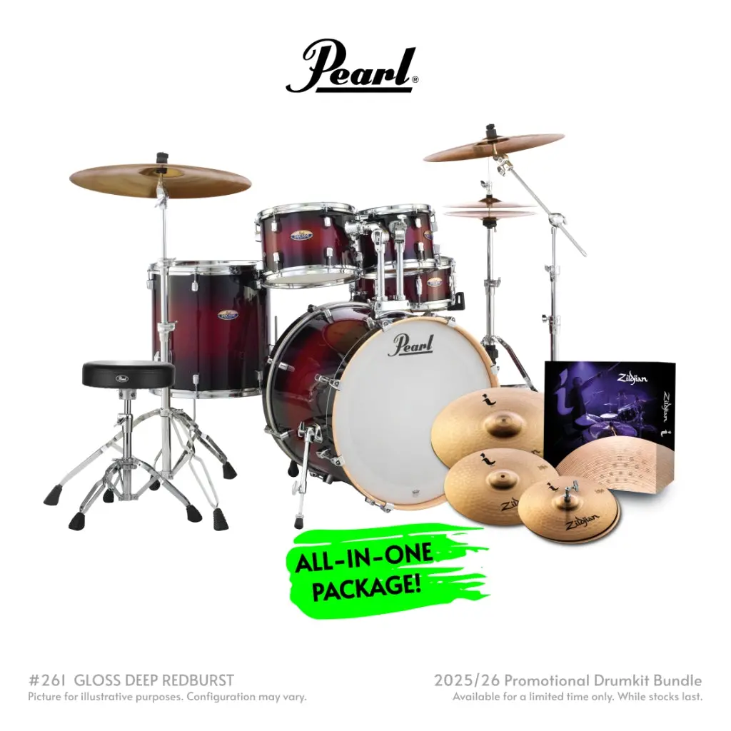 Pearl Decade Maple 5Pc 22" Fusion Increda-Bundle Drum Kit - Gloss Deep Red Burst 1
