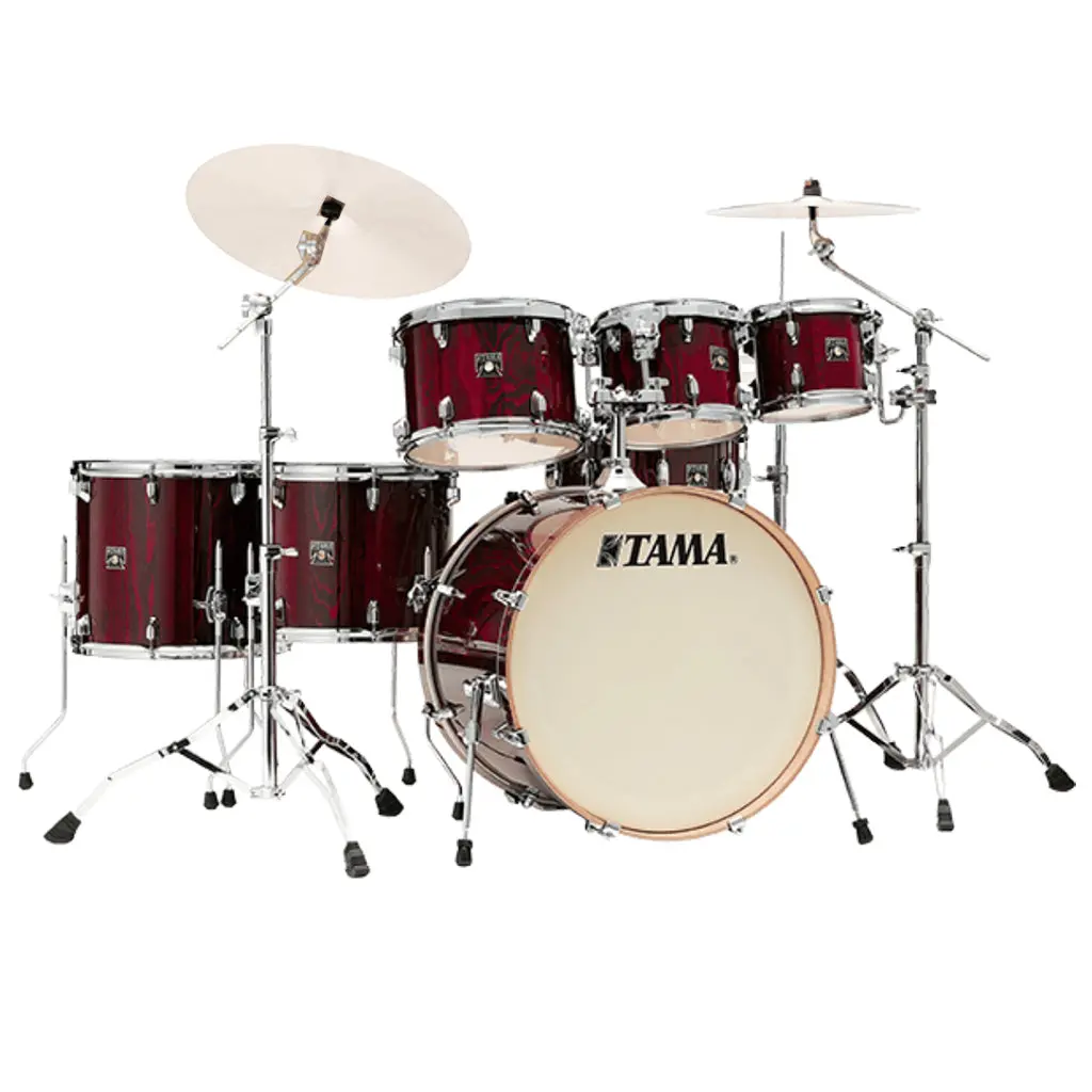 Tama Cl72s Superstar Classic 7-Piece Shell Pack With 22" Bass Drum And Sm5w Hardware - Gloss Garnet Lacebark Pine 1
