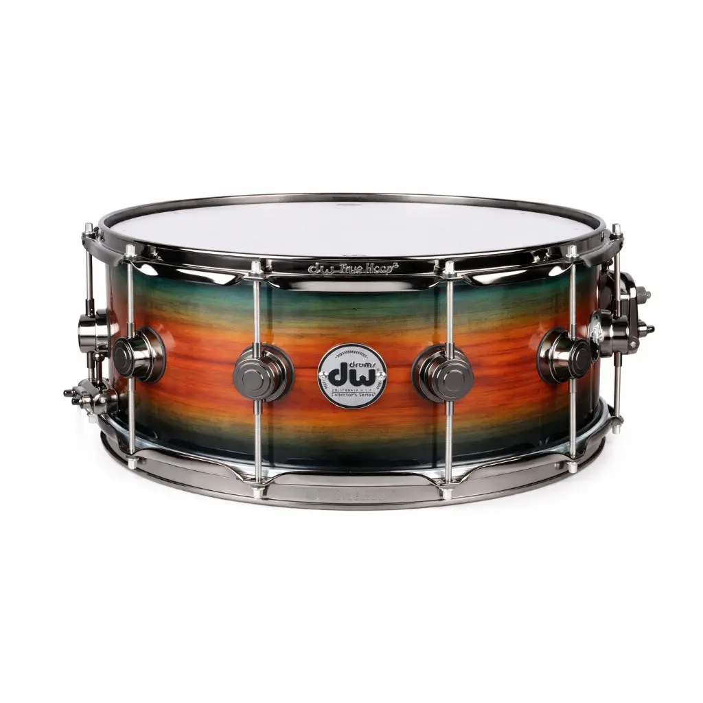 Dw Collector's Series Sonicply Snare Drum - 6 Inches X 14 Inches, Natural To Quick Royal Blue Burst Over Horizontal Padauk 1