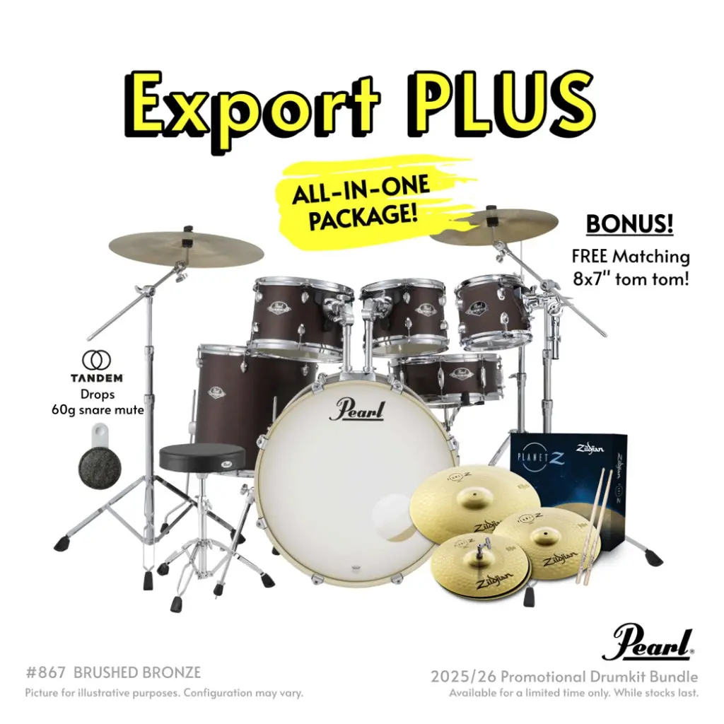 Pearl Export Plus 22" Rock Drum Kit With Zildjian Cymbals - Brushed Bronze 1