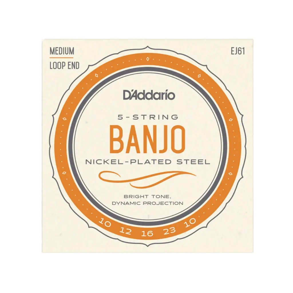 D'addario Ej61 5-String Banjo Strings, Nickel, Medium 10-23 1
