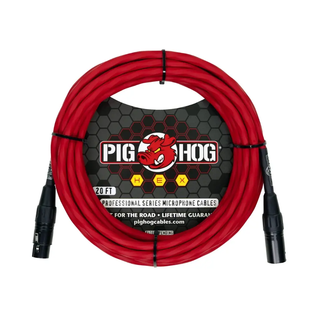 Pig Hog Hex Series Microphone Cable - Candy Apple Red, 20Ft 1