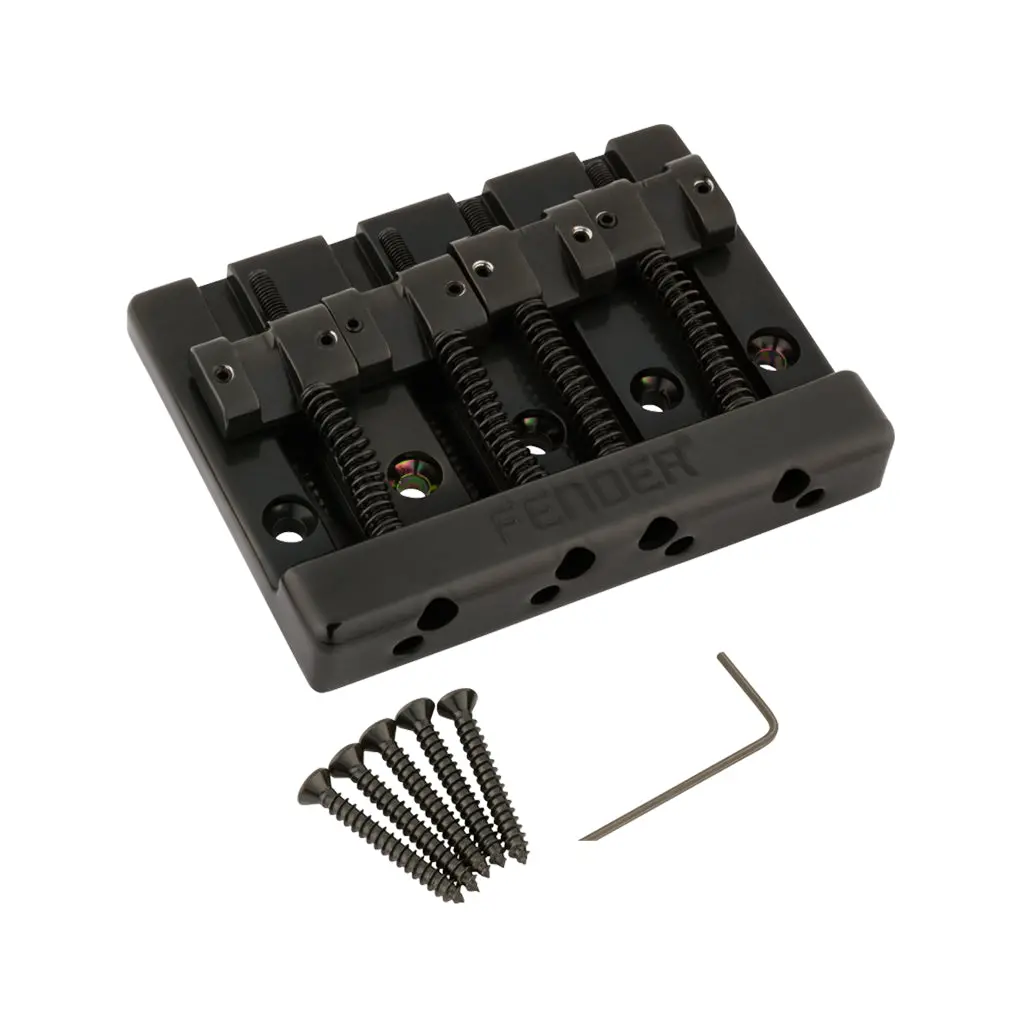 Fender Himass 4-String Bass Bridge Assembly With Brass Saddles - Black 1