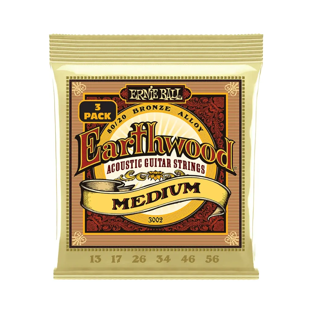 Ernie Ball Earthwood Medium 8020 Bronze Acoustic 13-56 Guitar Strings - 3 Pack 1