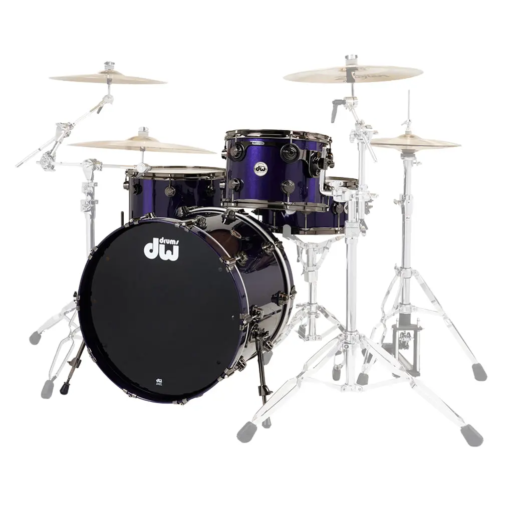 Dw Collector's Series Purplecore Maple 4-Piece Shell Pack - Ultraviolet Metallic With Black Nickel Hardware 1