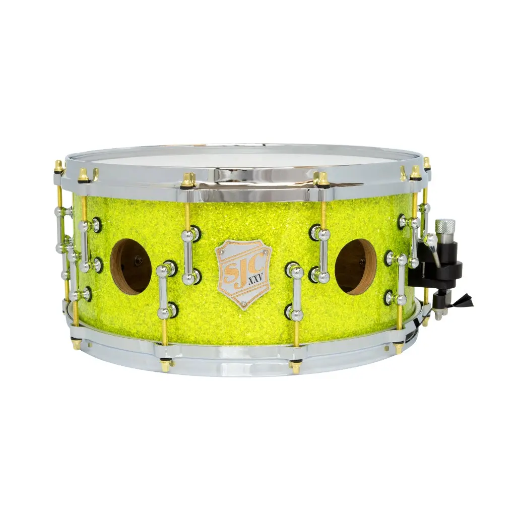 Sjc Custom Drums Xxv Anniversary 6.5X14" 25Ply Maple - Lime Glass Glitter 1