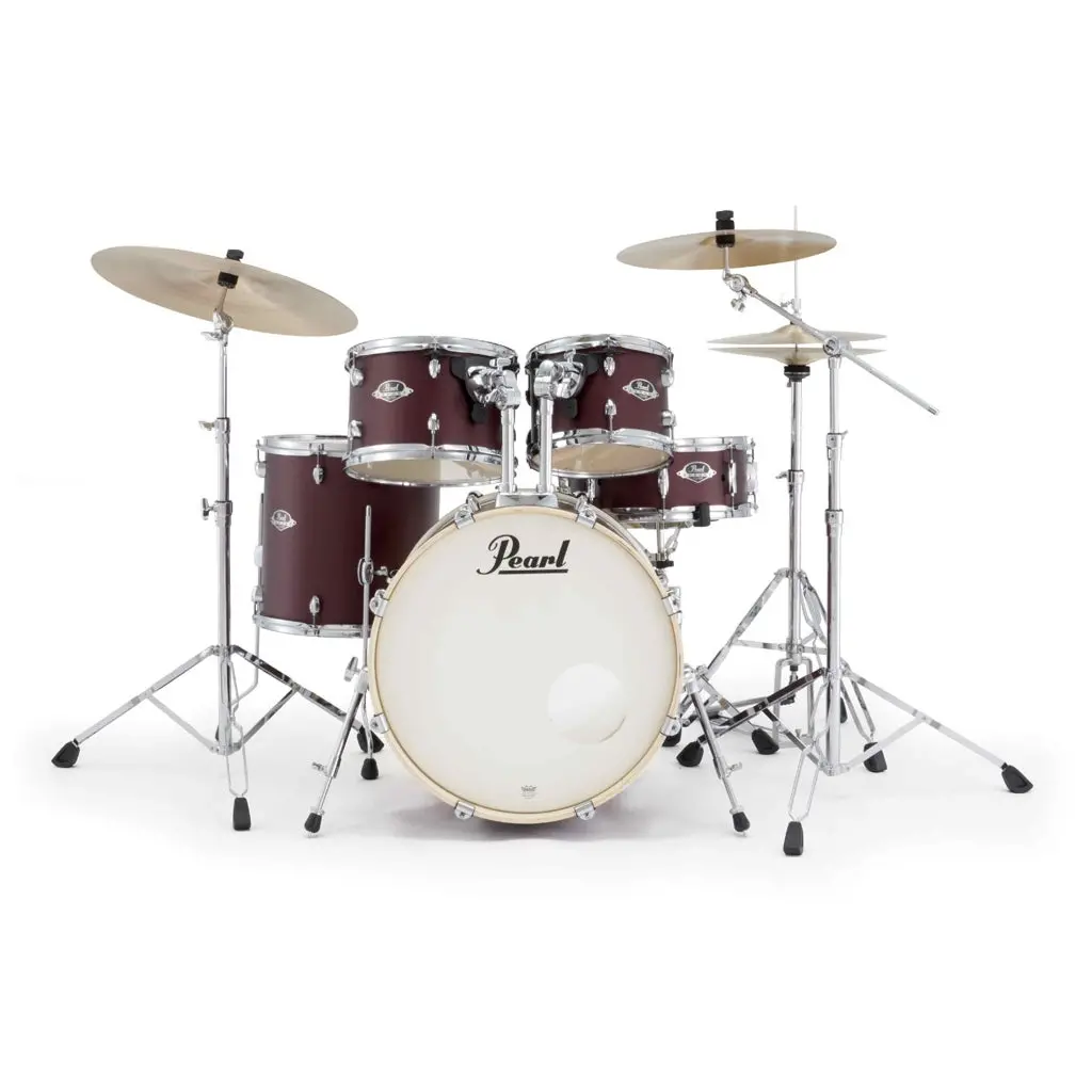 Pearl Export Plus 5Pc 20" Fusion Drum Kit With Brd-1 Cymbals - Satin Scarlet 2