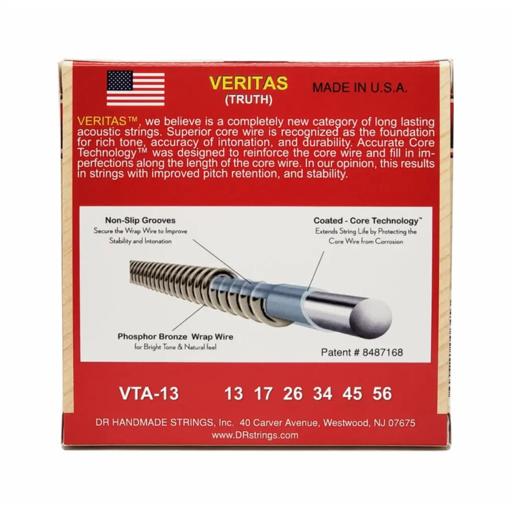 Dr Veritas Phosphor Bronze Acoustic Guitar Strings - Medium 13-56 2
