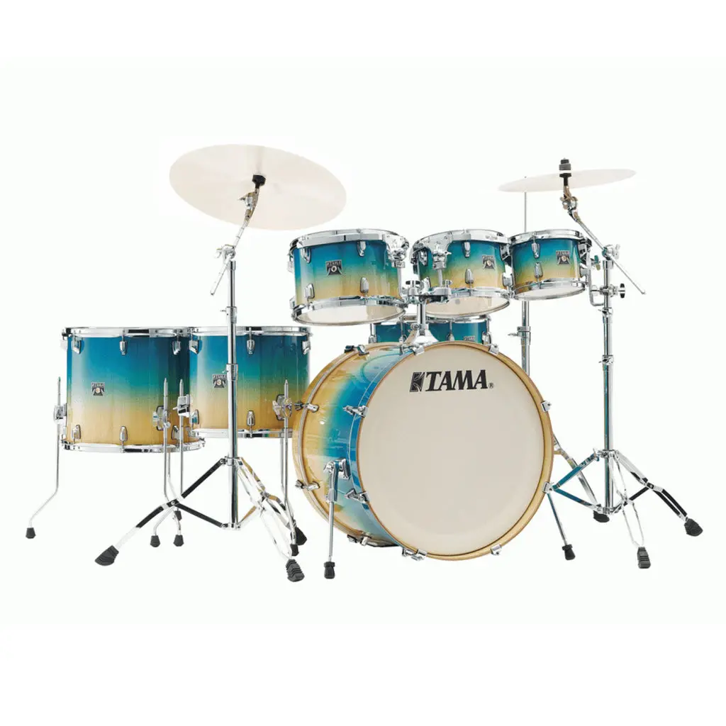 Tama Cl72rsp Superstar Classic 7-Piece Shell Pack With 22" Bass Drum - Caribbean Lacebark Pine Fade 1