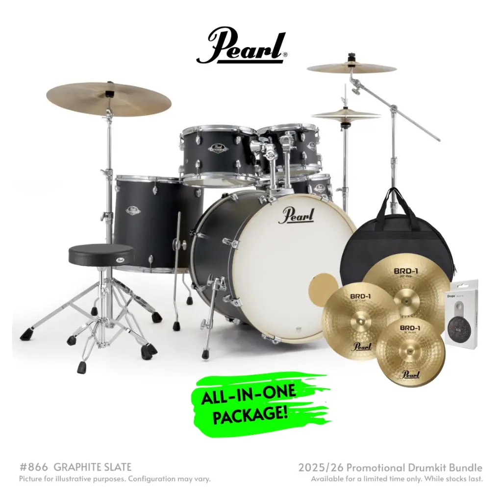 Pearl Export Plus 5Pc 22" Fusion Plus Drum Kit With Pearl Cymbals - Graphite Slate 1