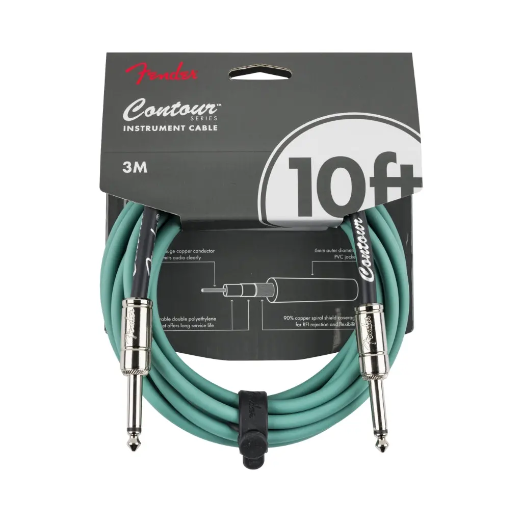 Fender Contour Series 10Ft Instrument Cable - Sherwood Green 1